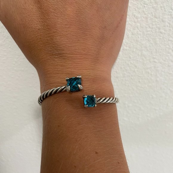David Yurman Jewelry - PRE-OWNED David Yurman Sterling Silver And Blue Topaz Chatelaine Bypass Bracelet